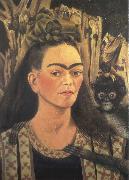 Frida Kahlo Self-Portrait with Monkey oil painting artist